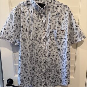RSVLTS Black and White Graphic Button Down Shirt